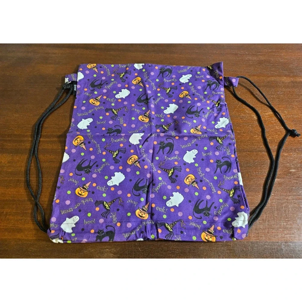 Longaberger Halloween Party Treat Bag Kids 4 Pack Purple Drawstring Fabric 23704